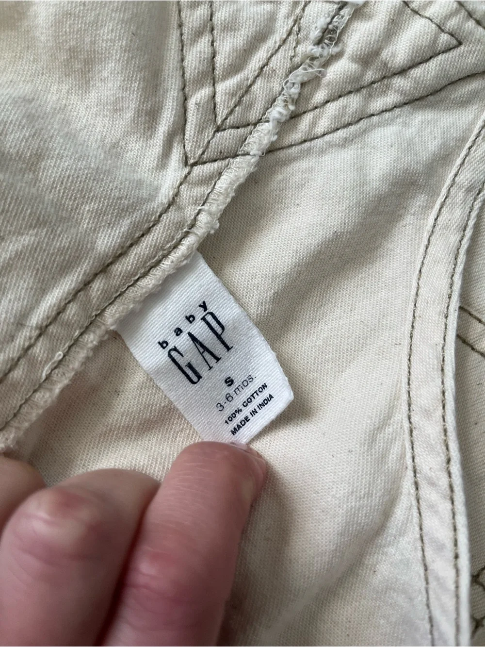 Vintage Y2K 1999 BabyGap Overalls Cream with Patchwork Embroidery. 3-6 mon.
